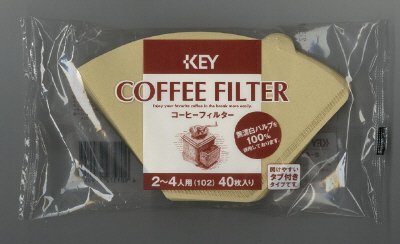 コーヒーフィルター　２～４人用　無漂白タブ付き（４０枚入り）