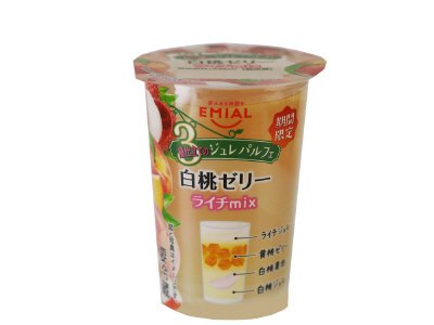 ３層仕立てのジュレパルフェ　白桃ゼリー　ライチｍｉｘ