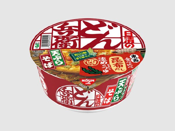 日清のどん兵衛　天ぷらそば　食べ比べ西