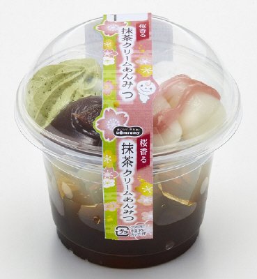 桜香る　抹茶クリームあんみつ
