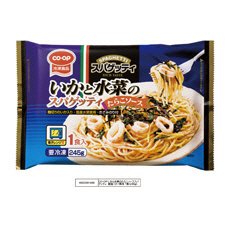いかと水菜のスパゲッティ　たらこソース