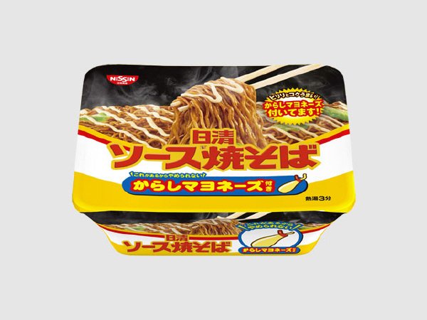 日清ソース焼そばカップ　からしマヨネーズ付き