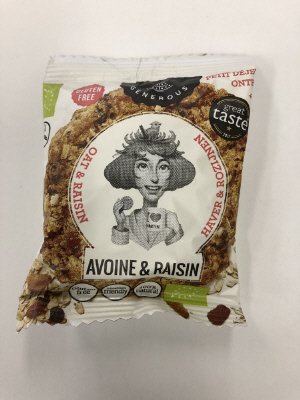 有機グルテンフリークッキー　オーツ麦・ﾚｰｽﾞﾝ個包装