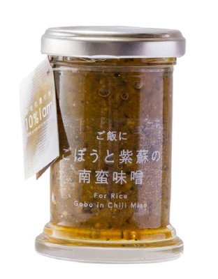 ご飯に 牛蒡と紫蘇の南蛮味噌