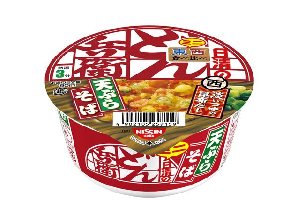 日清のどん兵衛　天ぷらそばミニ　食べ比べ西
