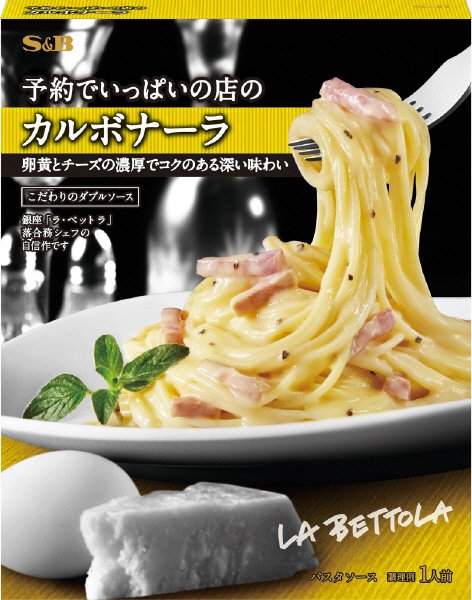 予約でいっぱいの店のカルボナーラ