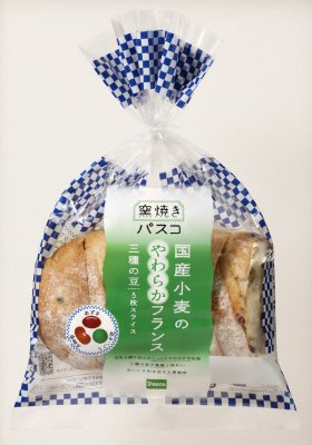 窯焼きパスコ　国産小麦のやわらかフランス　三種の豆５枚スライス