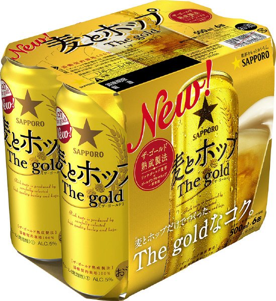 サッポロ 麦とホップ　Ｔｈｅ　ｇｏｌｄ　缶５００　６Ｐ（JAN対応）