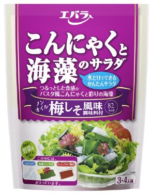 こんにゃくと海藻のサラダ　ノンオイル梅しそ風味