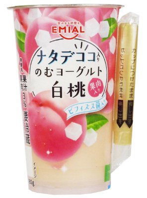 ナタデココ入りのむヨーグルト　白桃