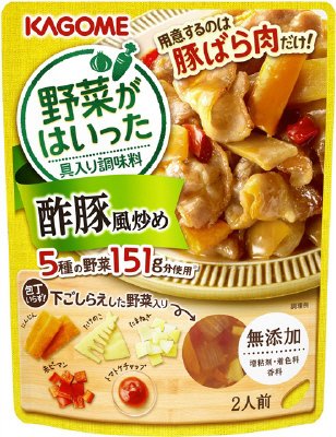 野菜がはいった具入り調味料酢豚風炒め