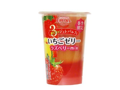 ３層仕立てのジュレパルフェ　いちごゼリー　ラズベリーｍｉｘ