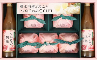 岡山清水白桃ぷりん＆青森桃ジュースギフト