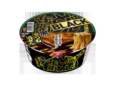 日清のＢＬＡＣＫどん兵衛　黒きつねうどん　粗挽き黒胡椒と濃厚黒醤油スープ