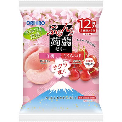 サクラ咲く　ぷるんと蒟蒻ゼリーパウチ　白桃＋さくらんぼ