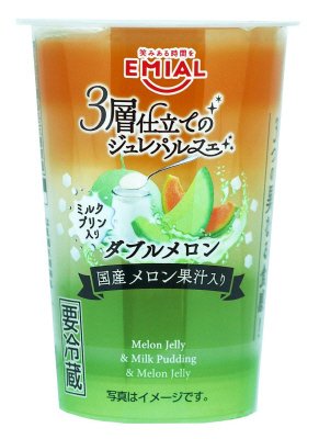 ３層仕立てのジュレパルフェ　ダブルメロン