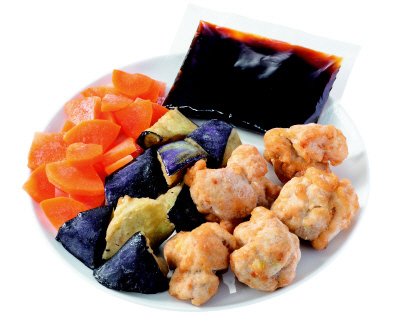 玉ねぎをぷらす　鶏から揚げと彩り野菜の酢鶏