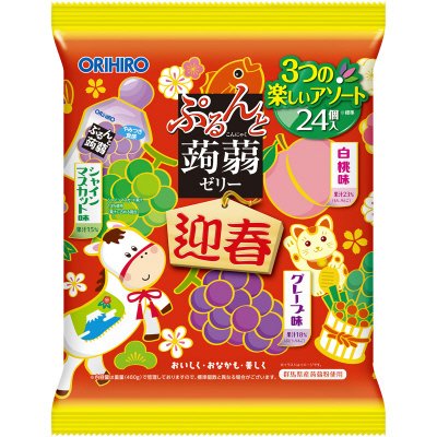年始 ぷるんと蒟蒻ゼリー大袋 シャインマスカット+グレープ+白桃