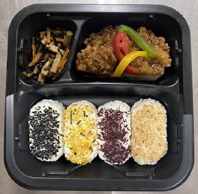 鶏竜田の甘酢あんと俵おにぎり弁当