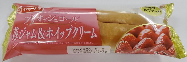 山崎製パン　ブリオッシュロール（苺ジャム＆ホイップクリーム）