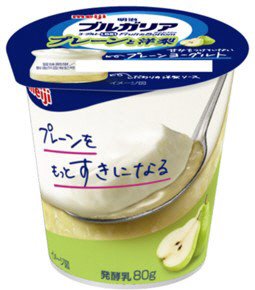 明治ﾌﾞﾙｶﾞﾘｱﾖｰｸﾞﾙﾄLB81 Fruit on the Bottom ﾌﾟﾚｰﾝ と 洋梨