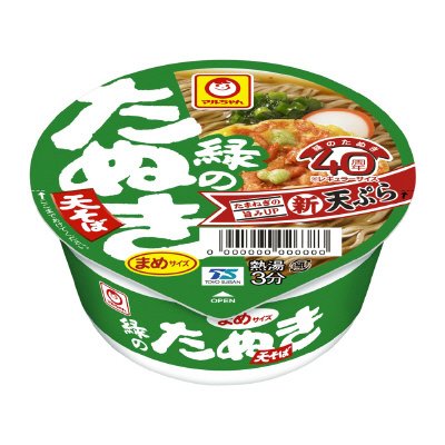 緑のまめたぬき天そば　東