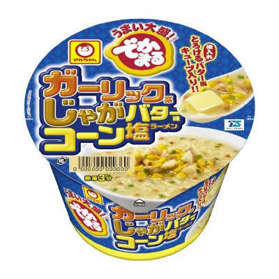 でかまる　ガーリック系じゃがバター味コーン塩ラーメン