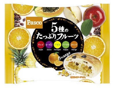 ５種のたっぷりフルーツ（リンゴ、レーズン、パイン、パパイヤ、オレンジ）