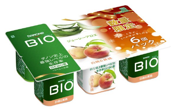 ダノンビオ　ジューシーアロエ＋白桃＆黄桃