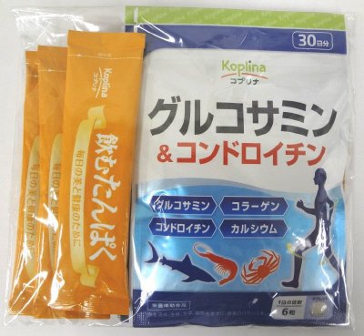 グルコサミン＆コンドロイチン２個組　飲むたんぱく３包付