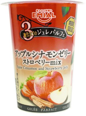 ３層仕立てのジュレパルフェ　アップルシナモンゼリー　ストロベリーｍｉｘ